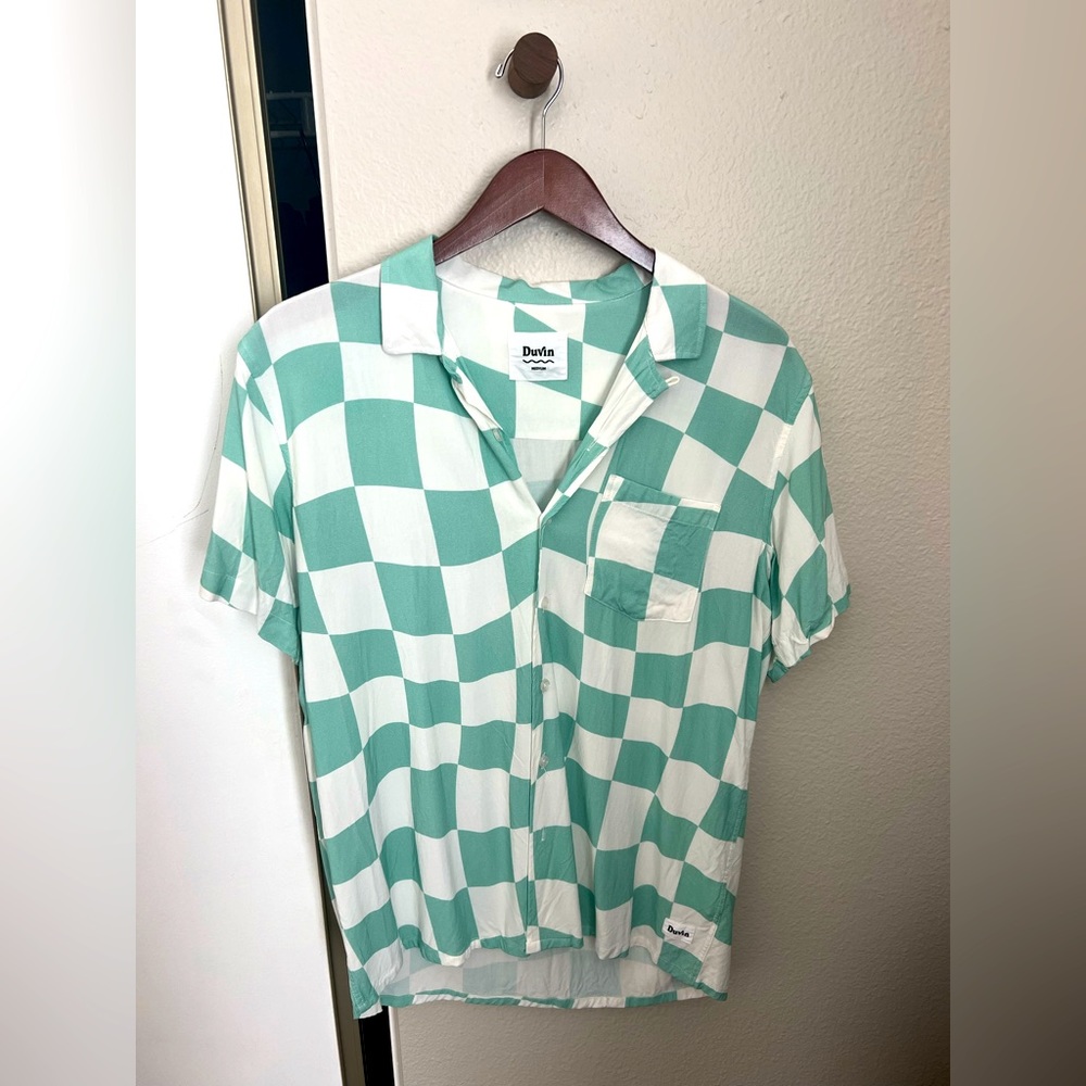 Duvin Checkered Button-Up - Teal